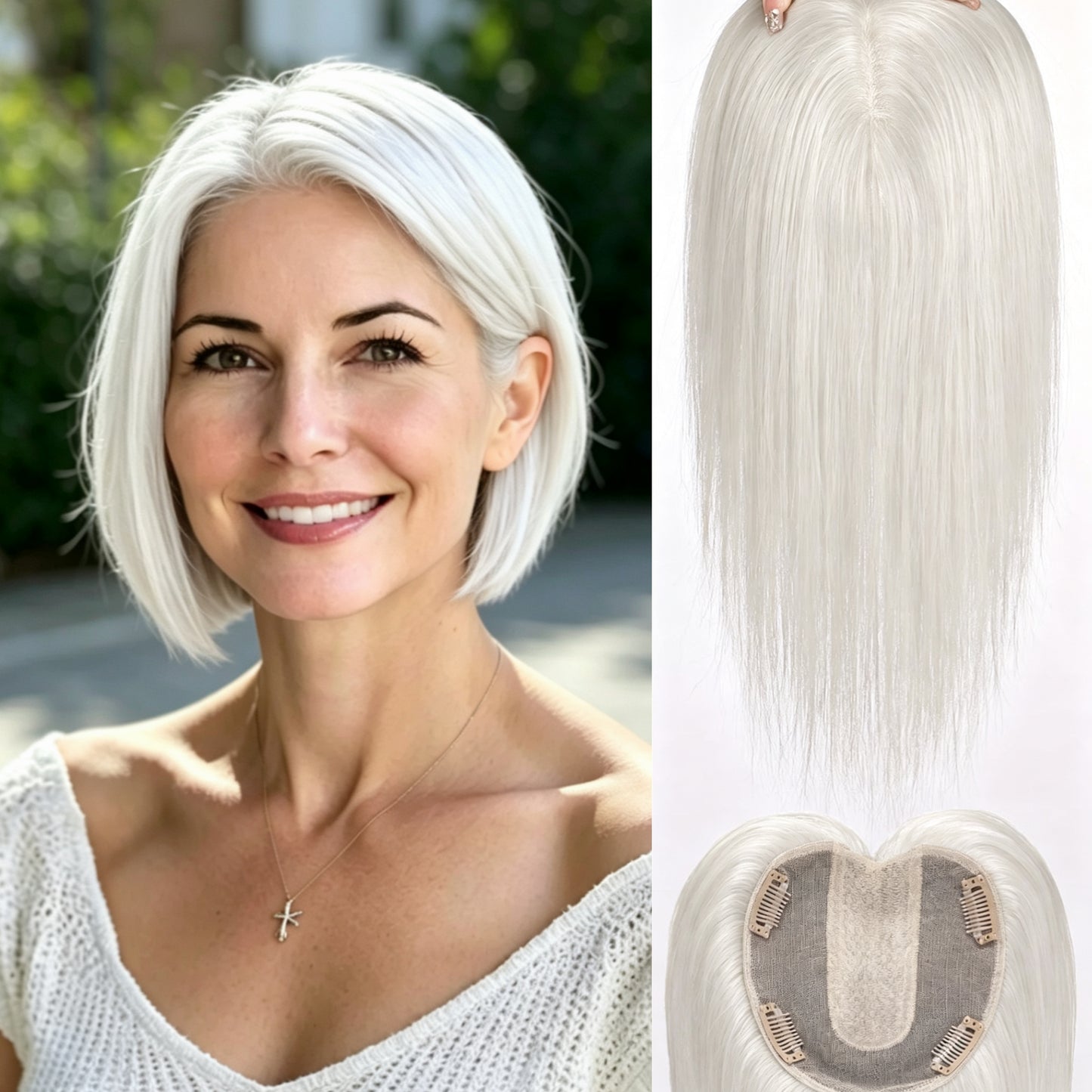 Instant Hair Thickening Crown Topper – Pre-Styled Invisible Topper