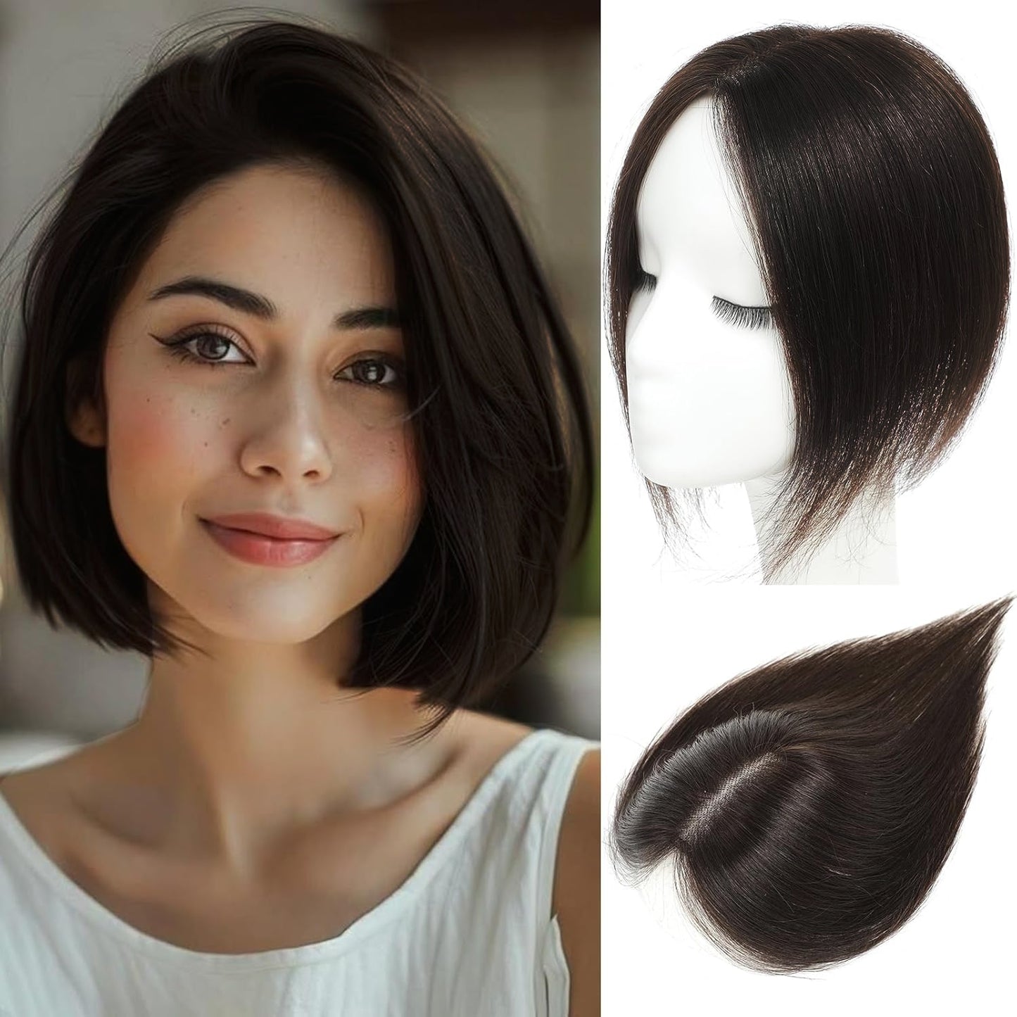 Instant Hair Thickening Crown Topper – Pre-Styled Invisible Topper