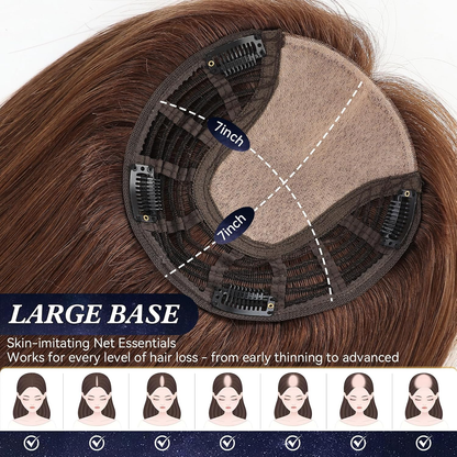 Straight Bob Hair Topper with Bangs – Instant Crown Volume & Coverage for Thinning Hair