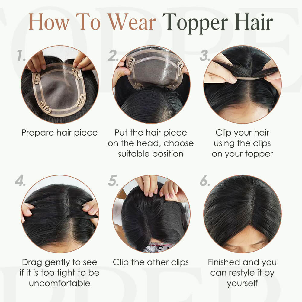 Straight Bob Hair Topper with Bangs – Instant Crown Volume & Coverage for Thinning Hair