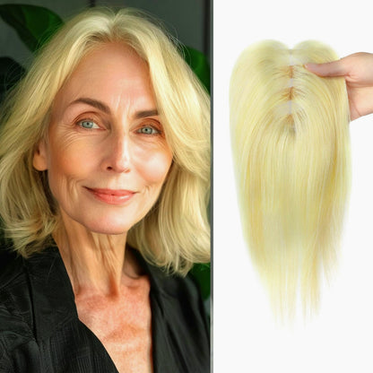 Natural Invisible Straight Hair Topper – Seamless Crown Volume for Thinning Hair