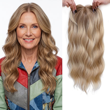 Seamless Wavy Hair Topper for Women – Natural Hairline & Crown Volume