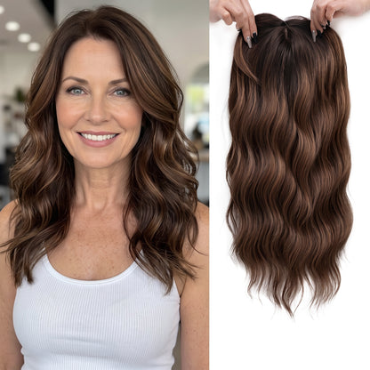 Seamless Wavy Hair Topper for Women – Natural Hairline & Crown Volume