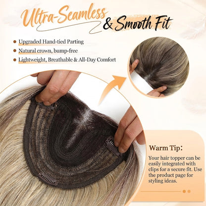 Seamless Wavy Hair Topper for Women – Natural Hairline & Crown Volume