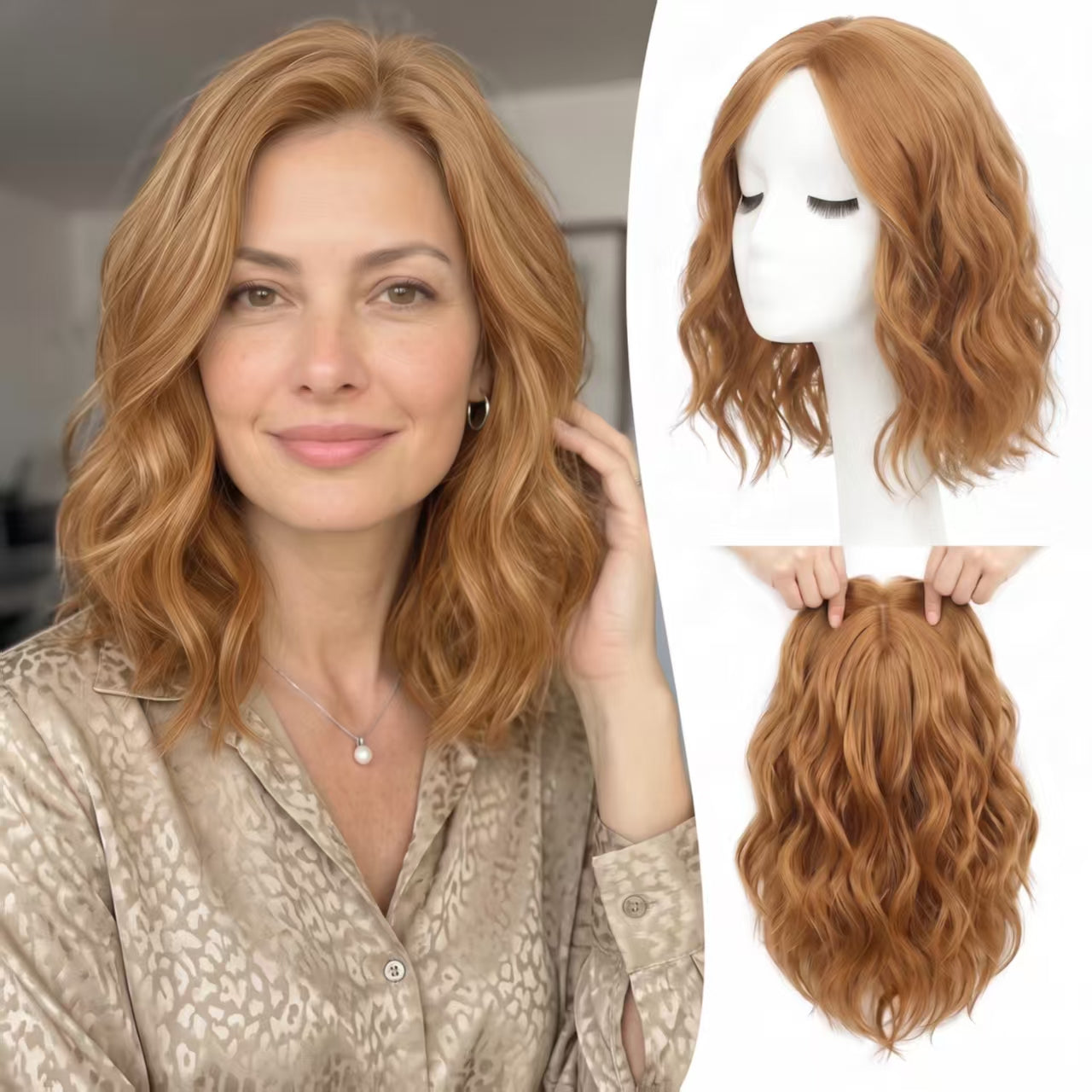 Natural Wavy Hair Topper for Crown Volume & Thinning Hair