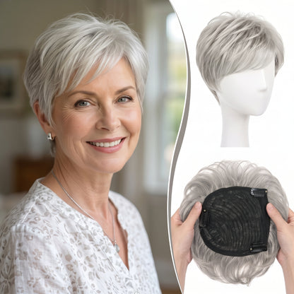 Instant Volume Short Hair Topper - Seamless Clip-In Coverage for Fine & Thinning Hair