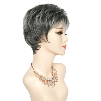 Salt Pepper Short Wigs for Women Pixie Cut Wigs Natural Layered Hair