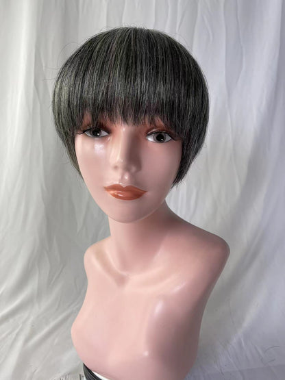 Straight Short Human Hair Wigs with Bangs for Women