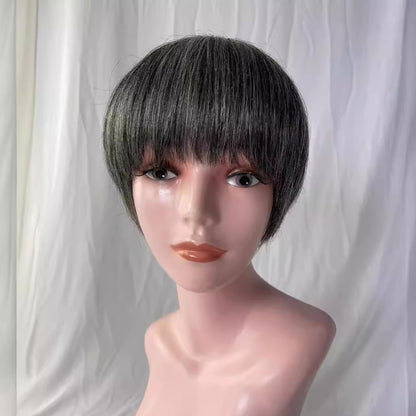 Straight Short Human Hair Wigs with Bangs for Women