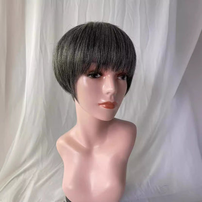 Straight Short Human Hair Wigs with Bangs for Women