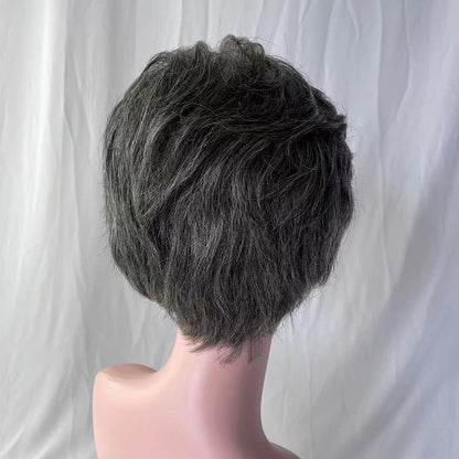 Fluffy and stylish salt pepper human hair wigs for women