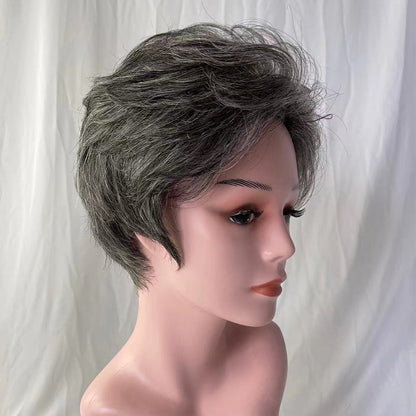 Fluffy and stylish salt pepper human hair wigs for women