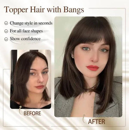 2025 New Breathable&Comfortable Hair Topper with Bangs for Women