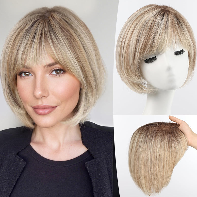 通気性と快適性に優れた女性用前髪付きヘアトッパー