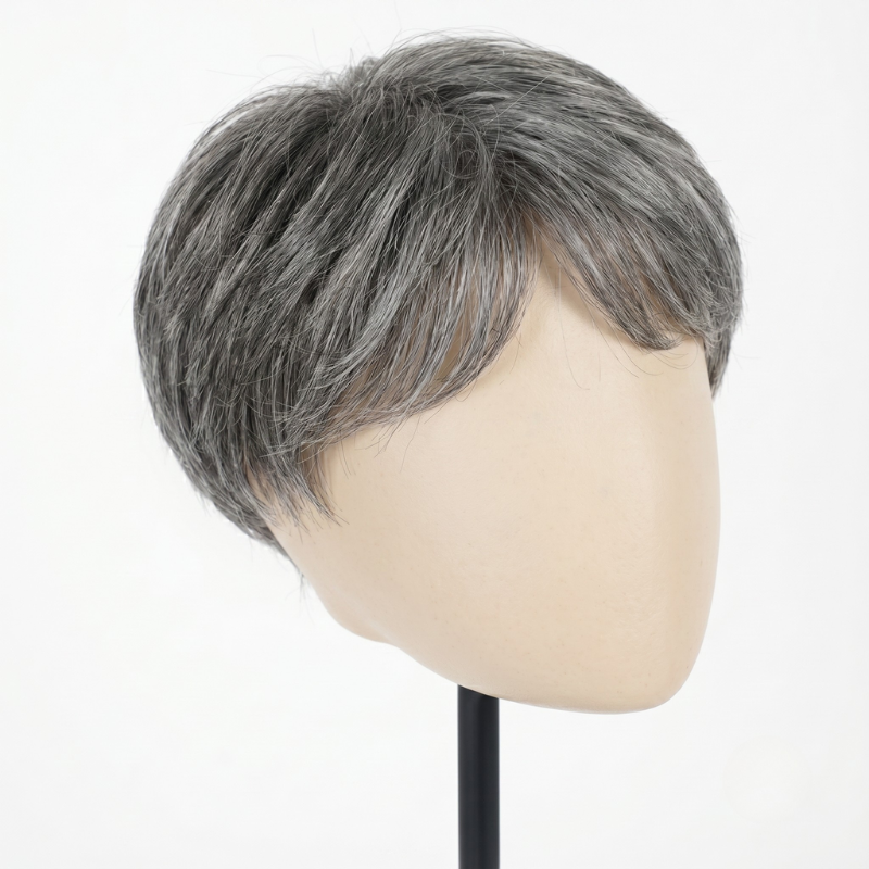 Short Pixie Cut Human Hair Topper with Bangs for Women