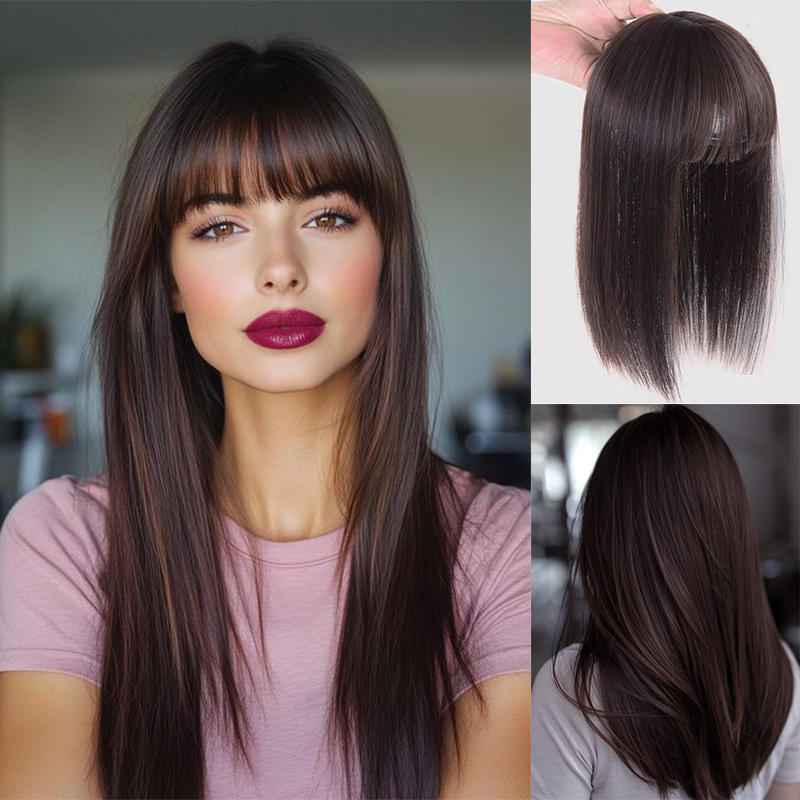 2025 New Straight Hair Topper With Bangs For Thinning Hair