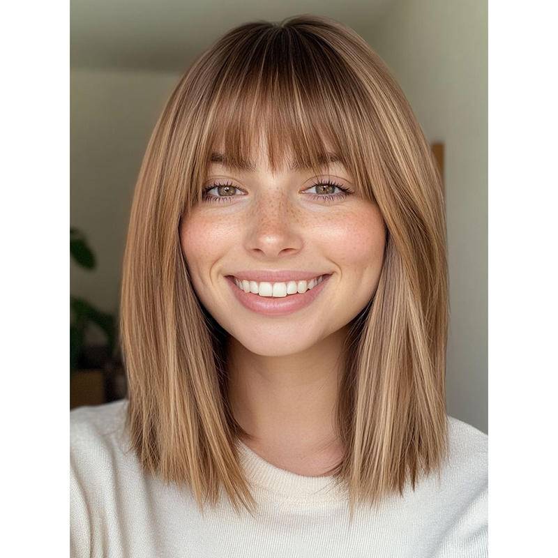 2025 New Straight Hair Topper With Bangs For Thinning Hair