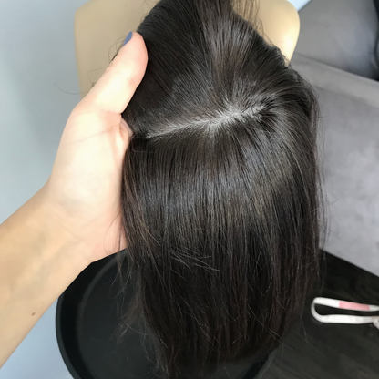 〖2つ買うと1つ無料〗ナチュラルストレート高品質レースベースブリーズルヘアトッパー前髪なし
