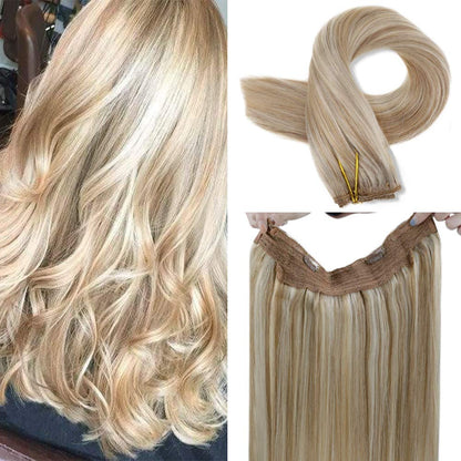 高品質のヘイローヘアエクステンション ナチュラル隠しワイヤー 調節可能な透明ワイヤー
