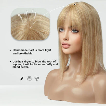 100% Real Human Hair Clip in Topper Hair Pieces for Women