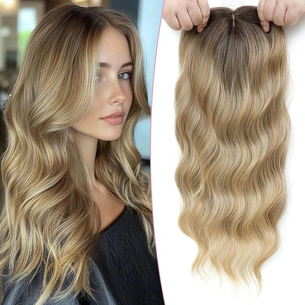 薄毛のためのプレミアムウェーブヘアトッパー - 自然なボリュームのある人毛