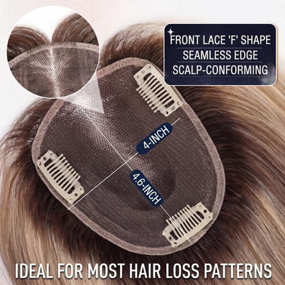 4x4.6" Swiss Mesh Topper — Seamless Remy Human Hair with Natural Gradient Fullness