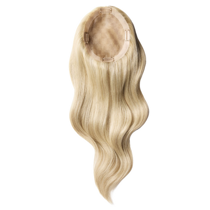 4*5 inches Mono Base Highlight Human Hair Toppers for Women Wavy Hair without Bangs