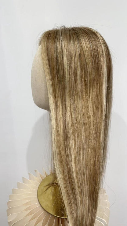 ( Janis Miller) 5*6inches Mono Base Highlight Human Hair Toppers Without Root