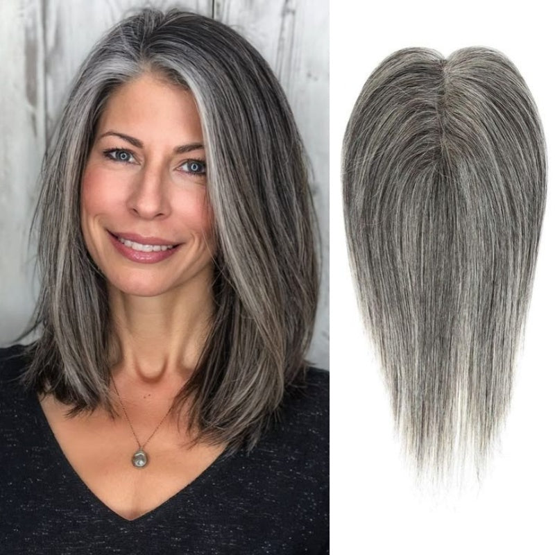 薄毛の女性のためのプレミアムストレートヘアトッパー - 瞬時にボリュームとカバー力を追加