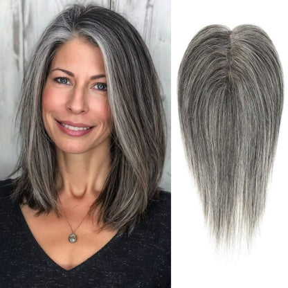 薄毛の女性のためのプレミアムストレートヘアトッパー - 瞬時にボリュームとカバー力を追加
