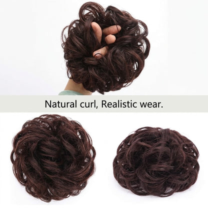 100% Human Hair Messy Bun Scrunchie – Volumizing Bun Hairpiece (2PCS)