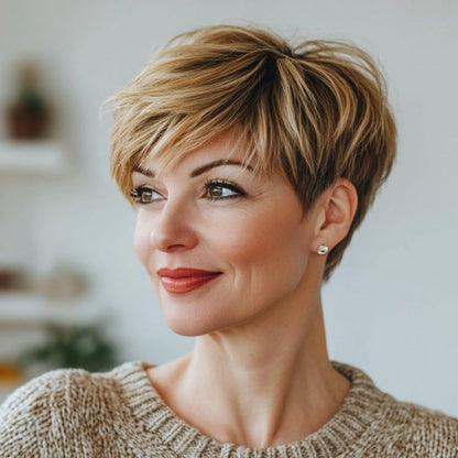 🔥2025年ホットセール 薄毛の女性向けリアルショートヘアトッパー