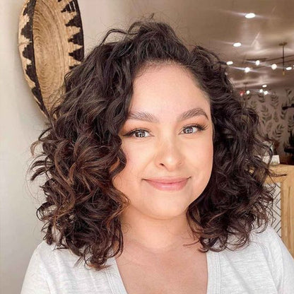 女性用ショートふわふわカーリークリップインヘアトッパー