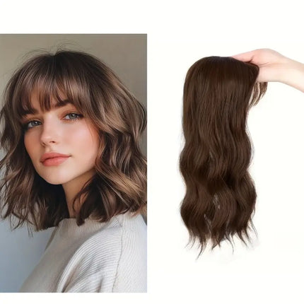 薄毛の方にも使える、贅沢で目立たないナチュラルウェーブヘアトッパー（前髪付き） 