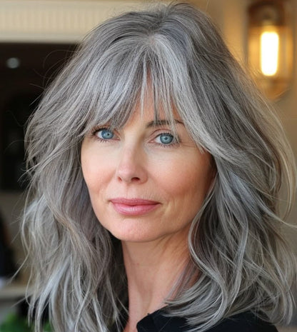 薄毛の方にも使える、贅沢で目立たないナチュラルウェーブヘアトッパー（前髪付き） 