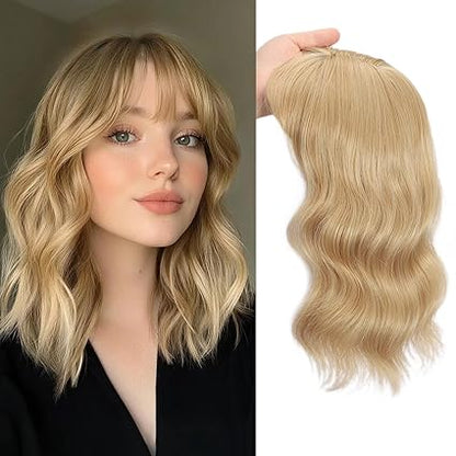 薄毛の方にも使える、贅沢で目立たないナチュラルウェーブヘアトッパー（前髪付き） 