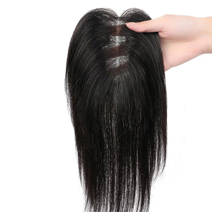 Flash Sale 🔔 Hand Tied Swiss Lace Base Real Human Clip In Hair Topper for Women Human Hair