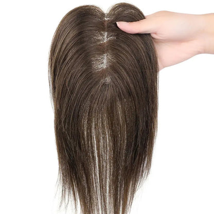 Flash Sale 🔔 Hand Tied Swiss Lace Base Real Human Clip In Hair Topper for Women Human Hair
