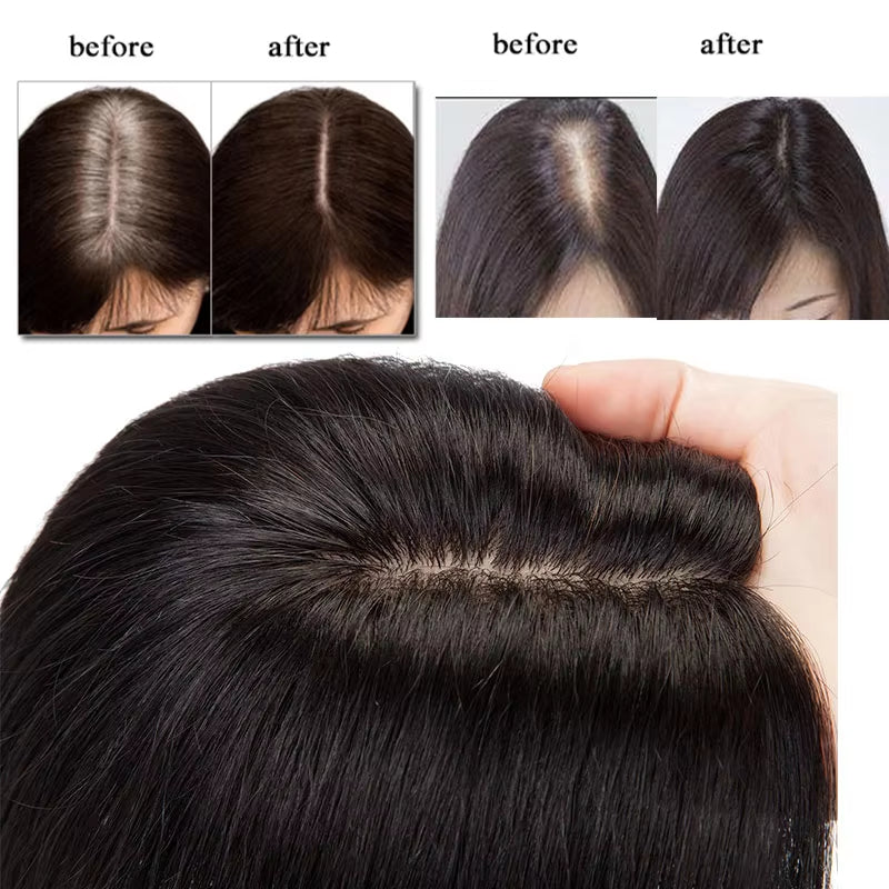 14*16CM ショートナチュラルヘアトッパー 女性用 薄毛をカバーしボリュームアップ