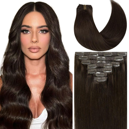 Light Brown Clip in Hair Extensions | 100% Human Hair