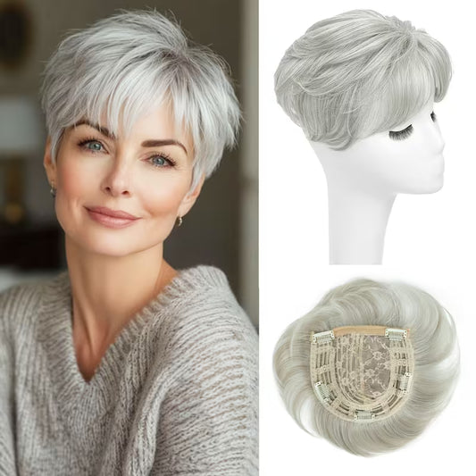 Volumizing Short Hairpiece for Thinning Crowns & Mature Women