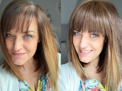 18～24インチ 4クリップ ナチュラルヘアトッパー 前髪付き 女性用 ボリュームアップ