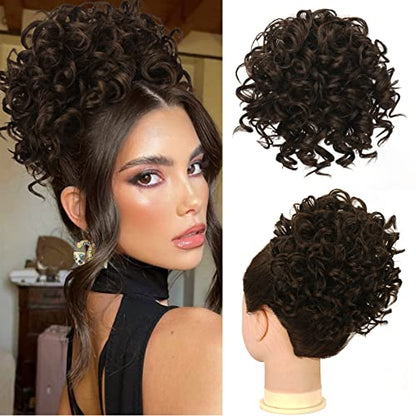 ゆるいウェーブの大きなカーリーディッシュドーナツシュシュ、メッシーバンヘアエクステンション