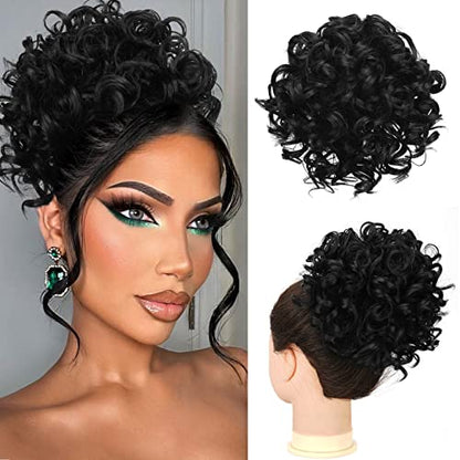 ゆるいウェーブの大きなカーリーディッシュドーナツシュシュ、メッシーバンヘアエクステンション