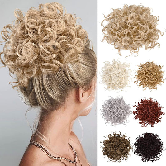 Loose Wave Large Curly Dish Donut Scrunchie Messy Bun Hair Extension