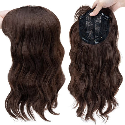 薄毛の方にも使える、贅沢で目立たないナチュラルウェーブヘアトッパー（前髪付き） 