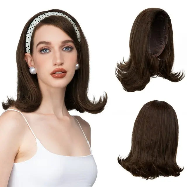 180% Density Half Wig Synthetic None Lace Heat Resistant Wig For Women Hair Wigs VIVACROWN