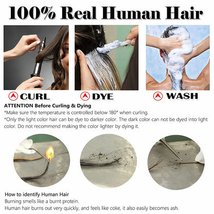 Straight Human Hair Toppers for Women Real Human Hair With Bangs, Hair Pieces for Thinning Hair Wiglets