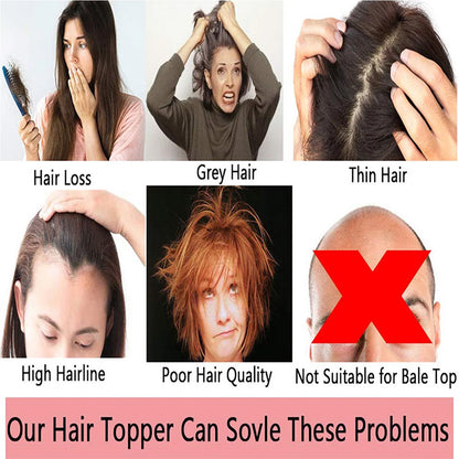 Straight Human Hair Toppers for Women Real Human Hair With Bangs, Hair Pieces for Thinning Hair Wiglets