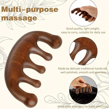 Wooden Massage Wide Teeth Hair  Comb Meridian Scalp Massage Scraping Comb Promotes Hair Growth